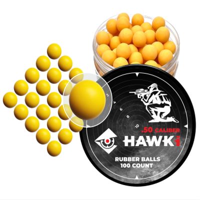 Hawki .50 Cal Training Rubber Balls for Paintball Guns 100 Pack (Yellow)