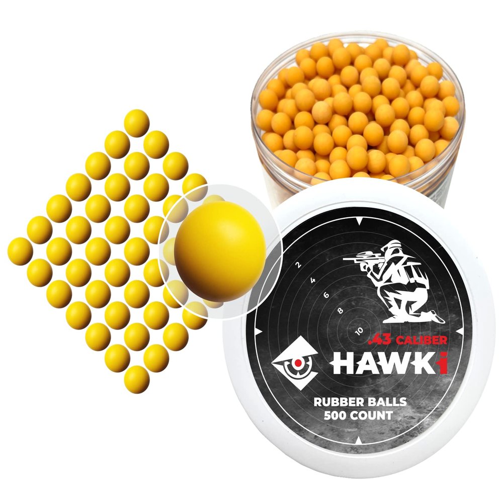 Hawki .43 Cal Training Rubber Balls for Paintball Guns 500 Pack (Yellow)