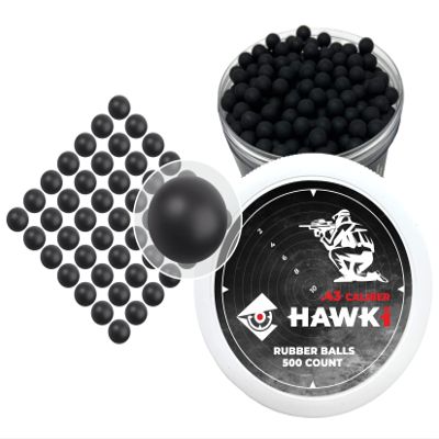 Hawki .43 Cal Training Rubber Balls for Paintball Guns 500 Pack (Black)