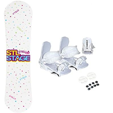 140cm Stella Stage 2022 Blem Snowboard +White Bindings Womens Girls Package (140cm Stella Stage Blem(rmt12), Bindings White S/M Fit 5-9.5)