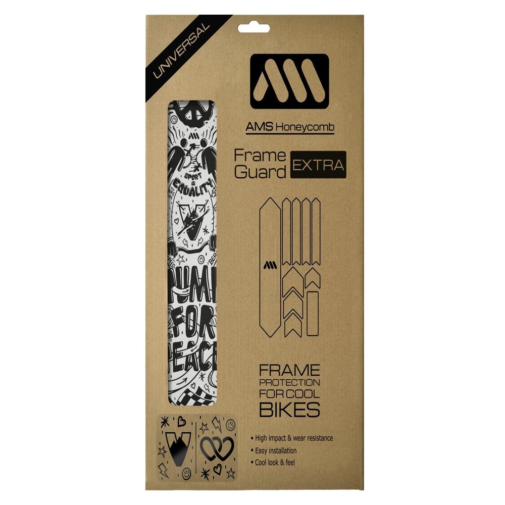 All Mountain Style Bike Frame Protector Extra - Universal Fit, 10-Piece Set for Down Tube, Chainstay, Cable Wear, High-Impact Honeycomb PVC