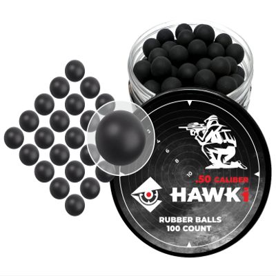 Hawki .50 Cal Training Rubber Balls for Paintball Guns 100 Pack (Black)