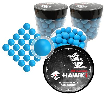 Hawki .50 Cal Training Rubber Balls for Paintball Guns 300 Pack (Blue)