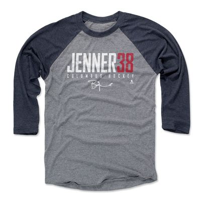 500 LEVEL Boone Jenner Tee Shirt (Baseball Tee, XXX-Large, Navy/Heather Gray) - Boone Jenner Columbus Elite WHT
