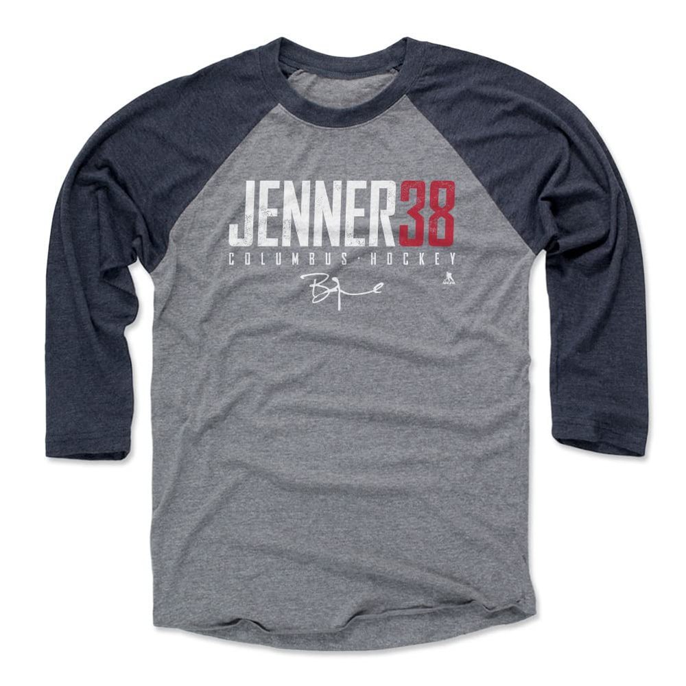 500 LEVEL Boone Jenner Tee Shirt (Baseball Tee, XXX-Large, Navy/Heather Gray) - Boone Jenner Columbus Elite WHT