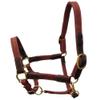 BlazingPaws Vibrania Leather Horse Halter in Two Tone Double Layer Super Soft Premium Distressed Leather with Solid Brass Hardware (Oversize, Cherry) view 1