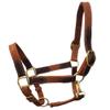 BlazingPaws Vibrania Leather Horse Halter in Two Tone Double Layer Super Soft Premium Distressed Leather with Solid Brass Hardware (Oversize, Tan) view 1