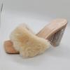 DMBHY Slippers Womens Slip on Fluffy Slippers Chunky Heel Platform Slippers Rhinestone Open Toe Sandals Shoes (Color : Beige, Size : 11 US) view 4