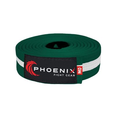 Phoenix Fight Gear BJJ Belt for Jiu Jitsu A0, A1, A2, A3, A4, A5, White, Yellow, Orange, Purple, Blue, Green, Grey, and Black (Green/White, A3)
