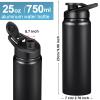 Chengu 10 Pcs 25oz Reusable Aluminum Water Bottle Bulk Lightweight Outdoor Sports Water Bottles Easy Carry Leak Proof for Travel Gym Camping Hiking Fishing, Snap Lid (Black) view 2