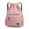 HOLYLUCK Drawstring Backpack Sports Gym Bag Water Resistant String Bag Cinch Sackpack with Side Zipper Pocket for Shopping Sport Yoga -pink view 1