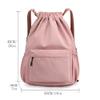 HOLYLUCK Drawstring Backpack Sports Gym Bag Water Resistant String Bag Cinch Sackpack with Side Zipper Pocket for Shopping Sport Yoga -pink view 2
