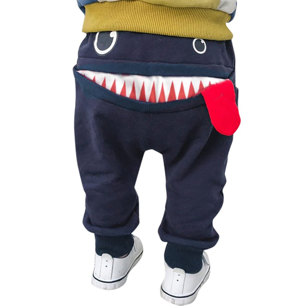 POLG 0-3 Years Baby Children Kids Boys Girls Cartoon Shark Tongue Harem Pants Trousers Pants (Navy, 18-24 Months)