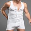 easyforever Men's Camouflage See-through Mesh Patchwork Tank Top Bodysuit Wrestling Singlet Jumpsuit Leotard White A X-Large view 2