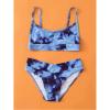 POLG Girls Two Piece Bikini Swimsuits Hawaiian Floral Bathing Suit Kids Beach Swimwear Set 8-14 Years (J-Blue, 10 Years) view 3