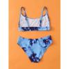 POLG Girls Two Piece Bikini Swimsuits Hawaiian Floral Bathing Suit Kids Beach Swimwear Set 8-14 Years (J-Blue, 10 Years) view 4