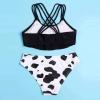 POLG Summer Girls Two Piece Bikini Swimsuits Hawaiian Floral Bathing Suit for Kids Beach Swimwear Set 3-16 Years (G-Black, 8 Years) view 4