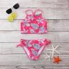 POLG Kids Girls 2 Piece Swimsuit Printed Halter Bikini Top and Short Bottoms Tankini Set Swimwear Bathing Suit (Hot Pink, 13-14 Years) view 3
