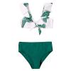 POLG Summer Girls Two Piece Bikini Swimsuits Hawaiian Floral Bathing Suit for Kids Beach Swimwear Set 3-16 Years (F-Green, 11-12 Years) view 1