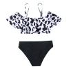 POLG Girls Two Piece Bikini Swimsuits Hawaiian Floral Bathing Suit Kids Beach Swimwear Set 8-14 Years (E-Black, 11-12 Years) view 1