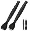 Tactical Spork, Tactical Spork Spoon Combo, 3 in 1 Tactical Camping Utensils, Camping Gear & Backpacking Gear, 2 Pack, Black view 1