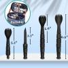 Tactical Spork, Tactical Spork Spoon Combo, 3 in 1 Tactical Camping Utensils, Camping Gear & Backpacking Gear, 2 Pack, Black view 2