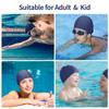 2pcs Cloth Swim Caps for Both Women & Men & Kids Fabric Durable Non-Waterproof Elastic Swimming Pool Cap Bathing Cap for Long and Short Hair (Black&Dark Blue) view 3