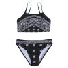 POLG Summer Girls Two Piece Bikini Swimsuits Hawaiian Floral Bathing Suit for Kids Beach Swimwear Set 3-16 Years (D-Black, 13-14 Years) view 1