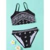 POLG Summer Girls Two Piece Bikini Swimsuits Hawaiian Floral Bathing Suit for Kids Beach Swimwear Set 3-16 Years (D-Black, 13-14 Years) view 2