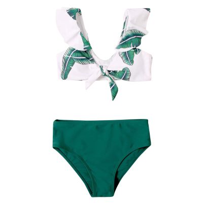 POLG Girls Swimsuits Two Piece Tankini Sets Bathing Suits Summer Beach Tank Top Boyshort Swimwear 8-14 Years (F-Green, 13-14 Years)