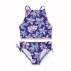 POLG Kids Girls 2 Piece Swimsuit Printed Halter Bikini Top and Short Bottoms Tankini Set Swimwear Bathing Suit (Purple, 13-14 Years) view 1