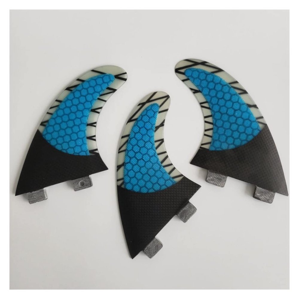 Lifyn2 Surfing Fins 3Pcs Carbon Fiber Surfboard Fin Paddleboard Thruster G5 Surfboard Tail Rudder SUP Fin Replacement (Color : Blue)