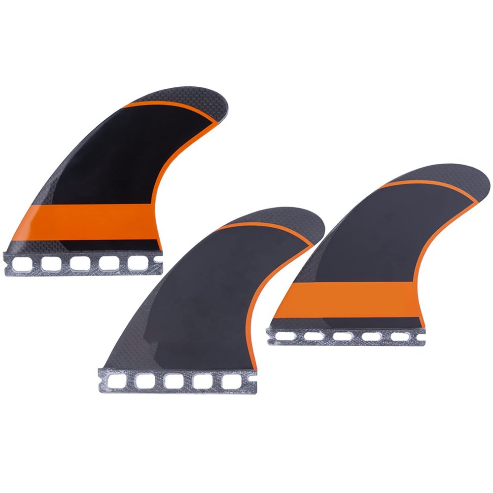 Lifyn2 Surfing Fins Surfboard Fins Longboard Tail Rudder Base Compatible Carbon Fiber Thruster Fin Set Kite Surfing Accessories (Color : Orange)