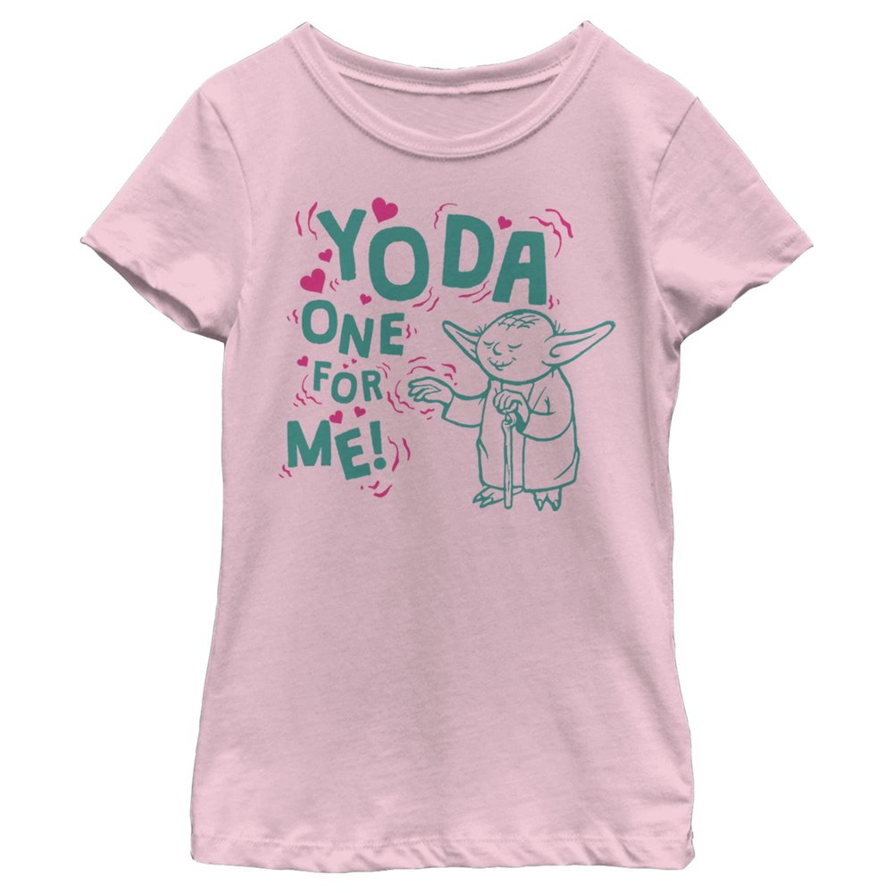 Star Wars YODA ONE for ME Floating Girls Short Sleeve Tee Shirt, Light Pink, X-Large