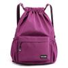 HOLYLUCK Drawstring Backpack Sports Gym Bag Water Resistant String Bag Cinch Sackpack with Side Zipper Pocket for Shopping Sport Yoga-purple view 1