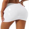 Linjinx Women's Latex Stretchy Micro Mini Hip Skirt Nightout Wear Bodycon Slim Ultrashort Skirts White Small view 1