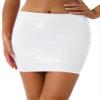 Linjinx Women's Latex Stretchy Micro Mini Hip Skirt Nightout Wear Bodycon Slim Ultrashort Skirts White Small view 2