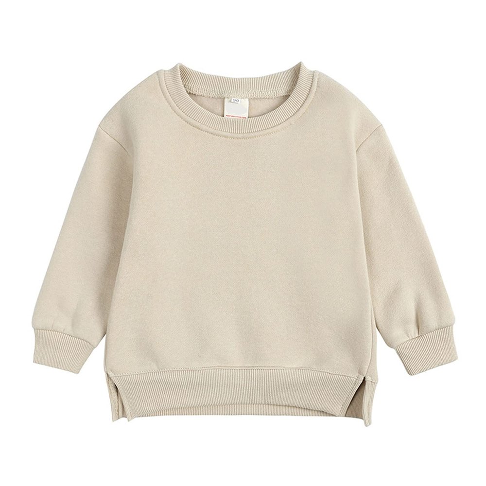 EISHOW Boys Girls Crewneck Sweatshirts Toddler Baby Sweatshirt Solid Cotton Soft Long Sleeve Active Pullover Blouse Tshirts (Apricot,6-9 Months,6 Months,9 Months)
