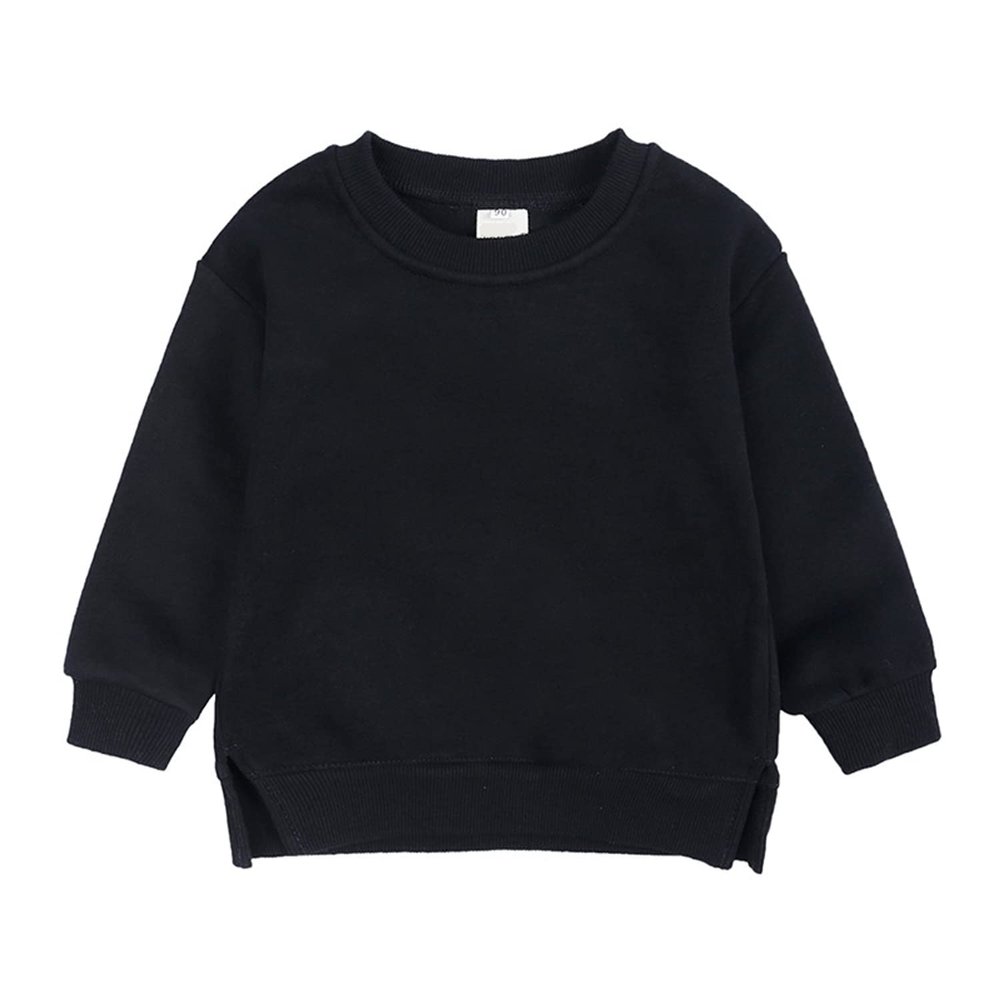 EISHOW Boys Girls Crewneck Sweatshirts Toddler Baby Sweatshirt Solid Cotton Soft Long Sleeve Active Pullover Blouse Tshirts (Black,9-12 Months,9 Months,12 Months)