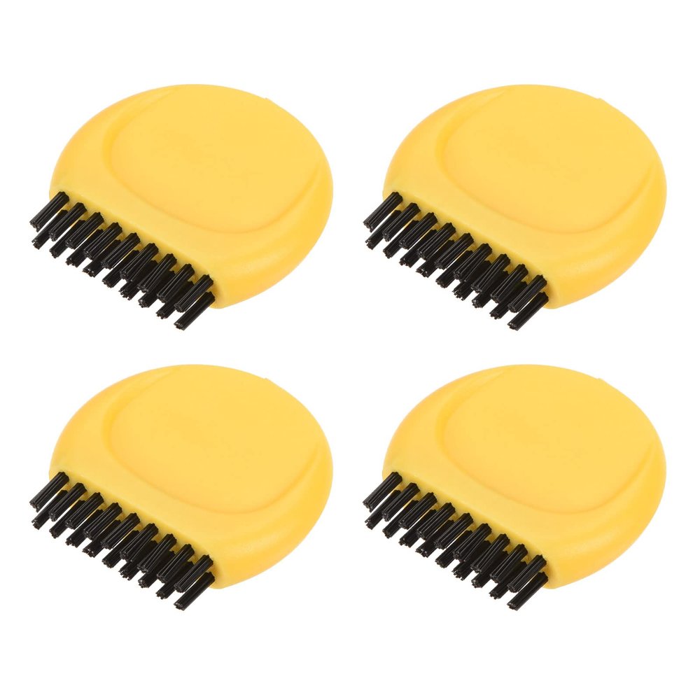 MECCANIXITY Mini Golf Club Brush Portable Pocket Dust Groove Cleaner, Yellow Pack of 8
