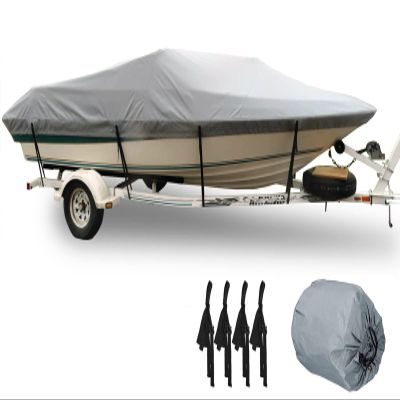 11-27ft Boat Cover, Heavy Duty 210D Waterproof Oxford Outdoor Personal Trailable Watercraft Cover Boat Cover Fits V-Hull Tri-Hull Runabout Bass Speedboat,Gray,19to21FT: 820x530cm
