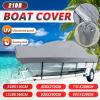 11-27ft Boat Cover, Heavy Duty 210D Waterproof Oxford Outdoor Personal Trailable Watercraft Cover Boat Cover Fits V-Hull Tri-Hull Runabout Bass Speedboat,Gray,19to21FT: 820x530cm view 3