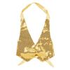 Sywiyi Women's Shiny Sequins Halter Top Sleeveless Backless Vest Waistcoat Jazz Dance Costume Gold One Size view 3