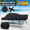 11-27ft Boat Cover, Heavy Duty 210D Waterproof Oxford Outdoor Personal Trailable Watercraft Cover Boat Cover Fits V-Hull Tri-Hull Runabout Bass Speedboat,Black,14to16FT: 530x290cm view 3