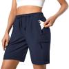 Hugut Women's Lightweight Hiking Cargo Shorts Quick Dry Athletic Shorts Camping Travel Golf Zipper Pockets Water Resistant Navy view 1