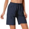 Hugut Women's Lightweight Hiking Cargo Shorts Quick Dry Athletic Shorts Camping Travel Golf Zipper Pockets Water Resistant Navy view 2