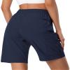 Hugut Women's Lightweight Hiking Cargo Shorts Quick Dry Athletic Shorts Camping Travel Golf Zipper Pockets Water Resistant Navy view 4