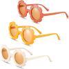 Flutesan 3 Pieces Kids Flower Sunglasses Toddler Girls Round Flower Glasses Baby Cute Sunglasses Outdoor Beach Colorful Eyewear (Beige, Orange, Orange Red) view 1
