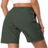 Hugut Women's Lightweight Hiking Cargo Shorts Quick Dry Athletic Shorts Camping Travel Golf Zipper Pockets Water Resistant Army Green view 4