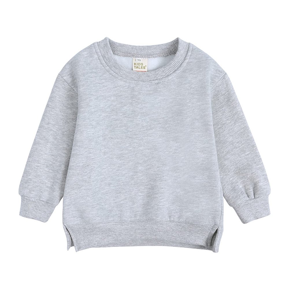 EISHOW Boys Girls Crewneck Sweatshirts Toddler Baby Sweatshirt Solid Cotton Soft Long Sleeve Active Pullover Blouse Tshirts (Gray,6-7 Years,6 Years,7 Years)